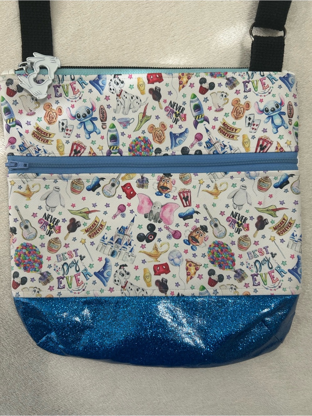 Disney Character Print Crossbody Toy  Story with Blue Glitter Base Rare Find